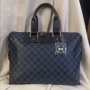 Louis Vuitton Blue Damier  Canvas and Leather Unisex Briefcase with COA